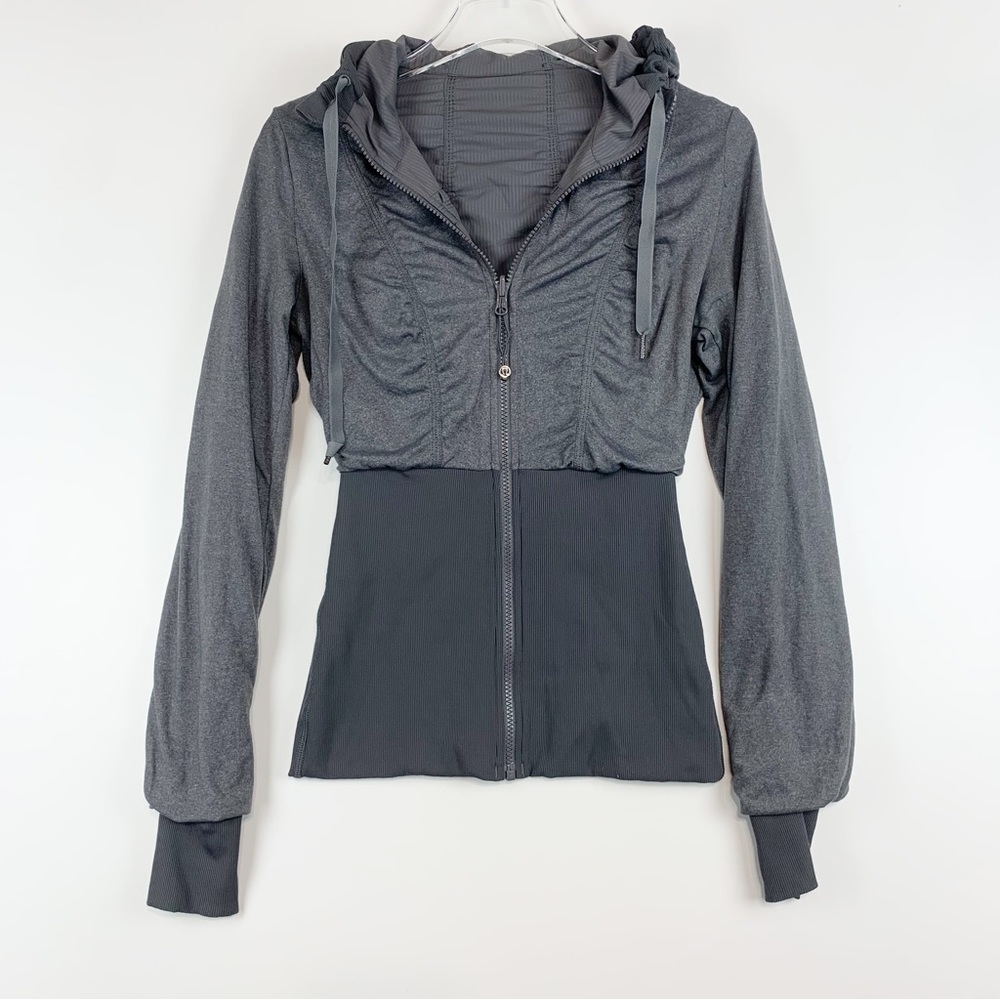 Lululemon Dance Studio Jacket III Zip Hoodie Gray Reversible Full Zip